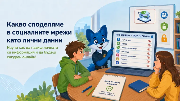 Илюстрация към темата „Лични данни и безопасно споделяне в социалните мрежи“